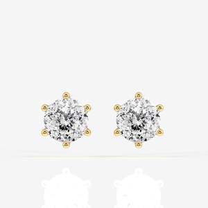 ต่างหูเพชรโมอิสซาไนต์ทรงโปรตุเกส ทอง 9K ดีไซน์หกขา - Product Image 1