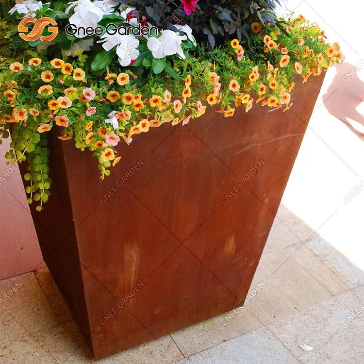 Fornitore di giardino taglio Laser fioriera Corten vasi di fiori in acciaio da giardino Corten acciaio arrugginito grande decorativo