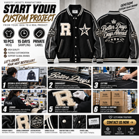 Blouson universitaire personnalisé pour homme, commande en gros, avec logo patch chenille, bordure côtelée rayée et manches en cuir noir