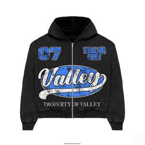 เสื้อฮู้ดดี้โอเวอร์ไซส์คุณภาพสูง ปี 2026 หนัก 450 GSM รับสกรีนโลโก้ตามสั่ง สำหรับผู้ชาย แบบมีซิป ประดับด้วยคริสตัล - Product Image 2