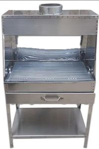 Barbecue au charbon de bois Dorello en acier inoxydable avec capot de fumée, cheminée, tiroir à cendres, étagère de rangement, mangal turc fabriqué en Turquie - Product Image 2