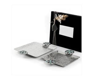 Lot de 2 plateaux en aluminium pour le service des dattes et des aliments avec poignées design Plateaux en métal carré de qualité supérieure pour le service - Product Image 2