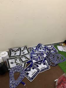 ผ้ากันเปื้อนมาสเตอร์เมสันปักลายมีขอบสำหรับช่าง100% หนังแกะ (สีฟ้าและสีขาว) - Product Image 4