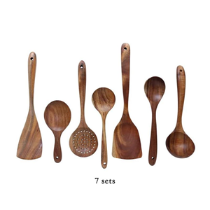 ชุดช้อนไม้อะคาเซียชุดช้อนไม้สำหรับทำอาหาร7ชิ้นที่ทำจากไม้สำหรับห้องครัวอุปกรณ์ทำอาหารที่ทำจากไม้ในเวียดนาม - Product Image 1