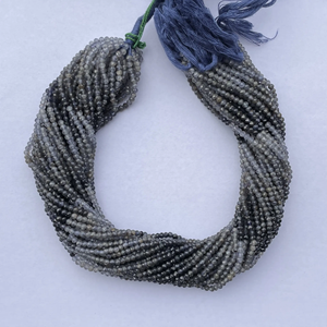 ลูกปัดหินธรรมชาติสีฟ้า iolite ขนาด2มม. 3มม. ลูกปัดอินเดีย - Product Image 2