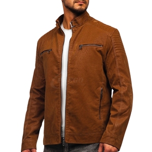 Long Sleeve Men Winter Leather <b>Canvas</b> <b>Jacket</b> | Slim Fit | Waterproof Breathable | Eco Friendly High Street Style | Turtleneck - Product Image 4