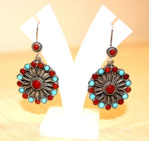 Pendientes de Plata de Ley 925 de Nepal hechos a mano, pendientes unisex étnicos con forma ovalada, piedras de cristal curativas, joyería de Coral turquesa, Idea de regalo - Product Image 2