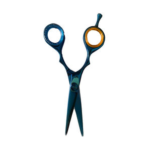 Tijeras de peluquero para cortar el pelo con revestimiento de titanio azul, cuchillas rectas afiladas de acero inoxidable de 5,5 pulgadas, tijeras de salón - Product Image 5
