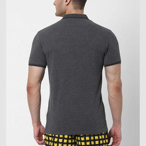 Camiseta de polo ajustada de color sólido a la moda para hombre, Camiseta básica de algodón y poliéster personalizada con cuello de 2 botones, kit de ejercicio informal - Product Image 3