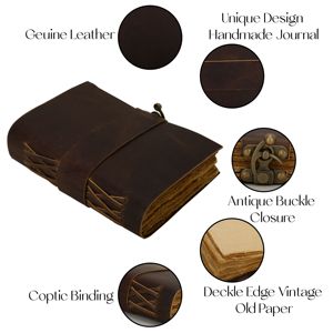 Carnet de croquis rétro vintage fait main A4 9x7 pouces, papier aquarelle, reliure à chevalet, journal en cuir, carnet à couverture souple, gaufré - Product Image 3