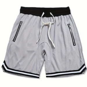 Basket-ball décontracté pour hommes en toile d'été, tricoté, mi-élastique, à séchage rapide, uni - Product Image 1