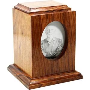 Urna de madera de tamaño adulto funerario de material duradero de alta calidad con diseño de foto personalizado disponible del exportador indio - Product Image 1