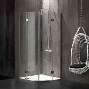 Cabine de douche ronde minimaliste 80x80mm, verre transparent 6mm, facile à installer sans cadre, ensemble de salle de bain six pièces Lion Brand - Product Image 1