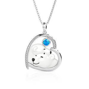Collier personnalisé Jeulia avec pierre de naissance, motif cœur et ours polaire - Product Image 1