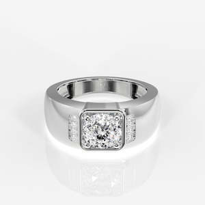 Bague en or 14 carats pour homme Luther avec diamant moissanite taille portugaise – Bagues de luxe premium en moissanite - Product Image 6