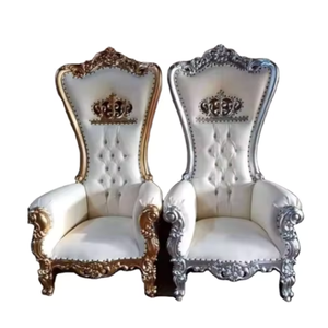 Muebles de fiesta de boda, sillas de corona de trono de madera, sillas con respaldo alto, fabricación de Color dorado y plateado en Indonesia - Product Image 1