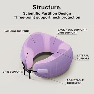 Almohada de espuma viscoelástica para el cuello, almohada de viaje para el cuello para aviones/coche/hogar/Oficina funda lavable, bolsa de almacenamiento portátil que no usa látex - Product Image 2