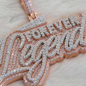 Colgante Personalizado con Inicial, Plata de Ley, Chapado en Oro Rosa, Moissanita VVS, Certificado IGI, para Oficina/Trabajo - Product Image 2