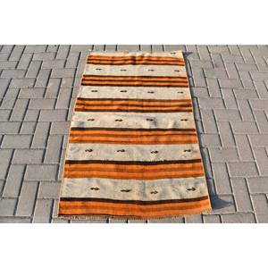 พรมทอสไตล์ตุรกีทำด้วยมือสีส้มเบจแบบดั้งเดิม2.7 x 4.3ft ต่อผ้าวูล PP สี่เหลี่ยมผืนผ้าโถงทางเดินสำหรับน้ำยาง - Product Image 1