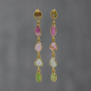 ต่างหูพลอยสามสีทองและพลอยลาบราดอไรต์บดที่ทำจาก925แข็งสเตอร์ลิงสีเงินต่างหูสวมใส่ได้ทุกวัน - Product Image 2