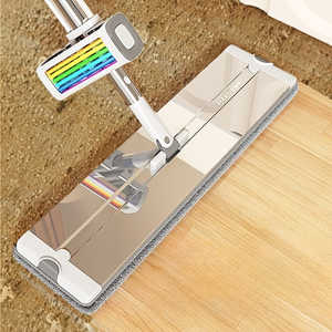 ชุดถังปั่นม็อบหมุนได้ 360 องศา แบบสองระบบ พร้อมด้ามจับยืดหดได้ ผ้าม็อบแบบใช้ซ้ำได้ 6 ชิ้น สำหรับทำความสะอาดแบบแห้งและเปียก พร้อมที่บิดม็อบในตัว - Product Image 1