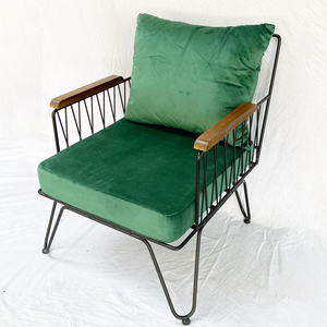 Sillón Individual GSD68050 para el Hogar, con Cojín Azul, Estructura de Hierro, Forma Cuadrada, Tapizado, para Sala de Estar - Product Image 4