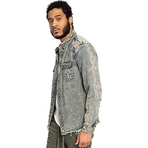 Nouvelle veste en toile de haute qualité respirante plus Designs vestes pour hommes vente en gros veste en jean bleu délavé personnalisée - Product Image 1
