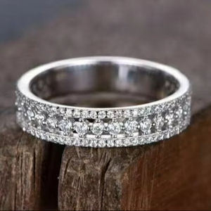 Anillo de eternidad Vintage de plata esterlina para mujer, corte de 2,00 CT, diamante simulado, certificado IGI, DIAMANTE TISHYA, aniversario de boda - Product Image 1