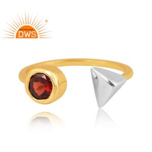 แหวนพลอยโกเมนธรรมชาติชุบทอง18K ปรับได้แหวนเงินแท้แบบละเอียดทันสมัยล่าสุด - Product Image 3