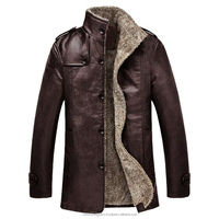 Blouson d'hiver vintage en cuir pour homme, imperméable et respirant, style motard, avec fermeture éclair et col roulé tricoté