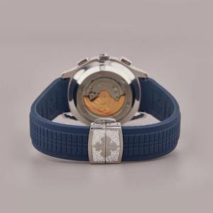 Reloj Cronógrafo de Cuarzo de Acero Inoxidable con Diamante Moissanite VVS, Correa de Silicona Verde, Corte Brillante Cultivado en Laboratorio para Hombre - Product Image 3