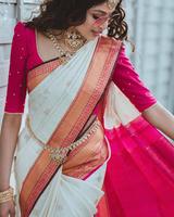 Sari en soie de créateur dernier cri avec Rich Pallu & Jacquard Work All Over Party Wear