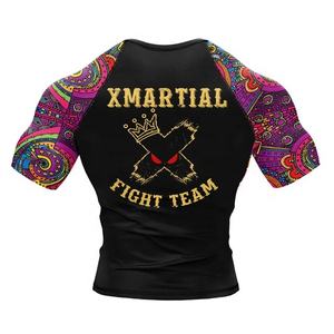 Rashguard de MMA y BJJ de Poliéster y Elastano de Alta Calidad al por Mayor 2024, Personalizado con Logotipo, Compresión Corta, Sublimación Larga - Product Image 6