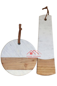 Planche à découper en marbre gris et bois d'acacia, fabrication sur mesure, design personnalisé, marbre et bois de manguier faits à la main - Product Image 4