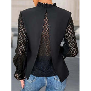 Blusa Elegante de Crepé para Mujer de Jane's, con Manga Larga, Cuello en V, Volantes y Detalle Cruzado en la Espalda, para Vestir en la Noche con Estilo - Product Image 4