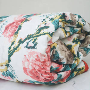 Traditionnel Floral Bloom Double 100% Premium Coton Mul Mul Réversible Dohar Rose Imprimé Cousu 90-95 "x105-108" Couette de Support - Product Image 1