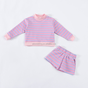 Conjunto Deportivo para Niñas, Sudadera a Rayas, Algodón Suave, Cuello Alto, Ropa para Estar en Casa, Ropa para Jugar al Aire Libre, Cumple con las Normas Estadounidenses - Product Image 3
