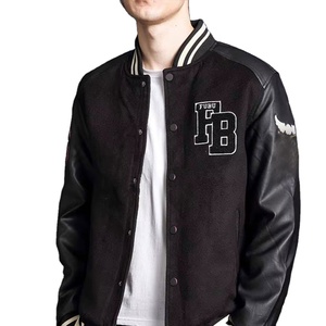 Nueva chaqueta de béisbol para hombre, ropa informal de buena calidad con mangas de cuero, elegante chaqueta de béisbol universitaria para hombre - Product Image 5