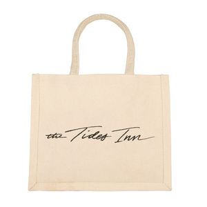 Sac fourre-tout en toile de coton imperméable, logo personnalisé écologique, forme carrée laminée, sac de shopping avec poignée colorée - Product Image 4