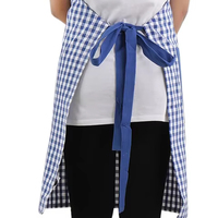 Tablier classique en coton tissé à carreaux bleus avec lien à nouer pour la cuisine et l'usage quotidien, lavable en machine