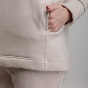 Ensemble de survêtement décontracté en toile à capuche pour femme, grande taille, 100 % coton, respirant et confortable, 2 pièces, collection hiver, vente en gros - Product Image 6