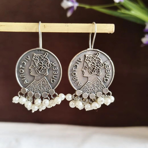 Antique Look Best Selling Swat Proof Oxidised Silver <b>Long</b> Danglers Trendy Ethnic <b>Earrings</b> for Women Mainly Made of Brass - Product Image 3