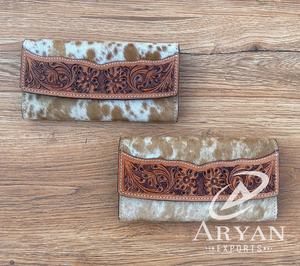 Hand Tooled Carving <b>Wallet</b> Clutch Phone Case Stylish Cowhide Fur <b>Wallet</b> Multi Uses New Design Western Leather <b>Wallets</b> - Product Image 1