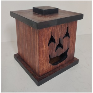 Hot-Selling Walnut Brown Hand-Carved <b>Wood</b> Candle Box Lid Creative Luxury Antique Vintage Halloween Christmas Decoration <b>Model</b> - Product Image 3