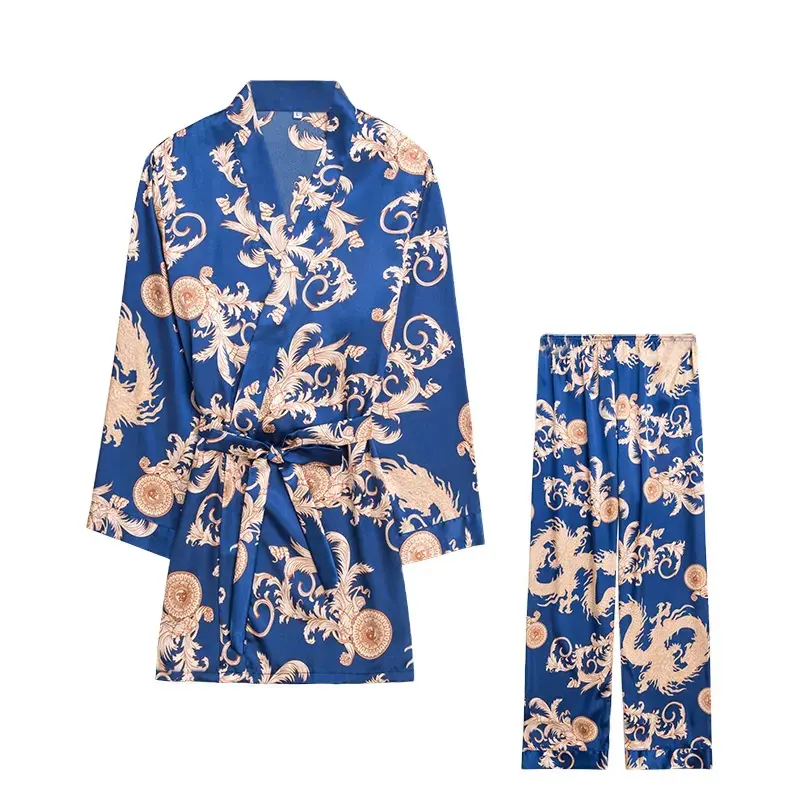 Ropa de dormir de satén personalizada 100% Pijamas de seda pura Conjunto Pijamas de seda para mujer con mangas largas y pantalones largos de lujo
