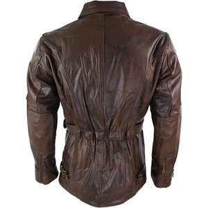 แจ็กเก็ตหนังรถจักรยานยนต์สีดำผู้ชาย-วินเทจนักขี่จักรยานคาเฟ่แข่งหนังแกะแท้สีดำสำหรับบุรุษ - Product Image 4