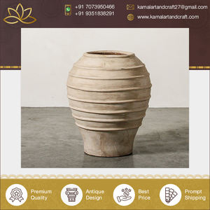 Maceta de Terracota Vintage Malih, Hecha a Mano, de Kamal Art and Craft, Color Blanco Tierra, 48x48x56 cm, para Uso en Interiores, 18.7 kg - Product Image 5