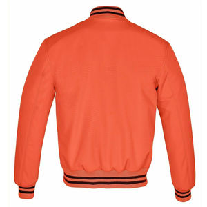 Chaqueta universitaria de moda urbana para hombre, cuerpo de lana 100% con mangas de contraste transpirables de secado rápido, logotipo frontal de estilo callejero - Product Image 5