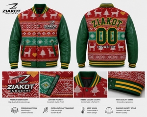 Custom Christmas Varsity <b>Jacket</b> | Vintage 100% Cotton Wool-<b>Lined</b> <b>Fleece</b> Bomber <b>Jacket</b> | Embroidered Logo Baseball Letterman | - Product Image 6