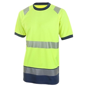 Camisas de alta visibilidad para hombre amarillo y azul marino de manga corta - Product Image 1